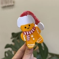 Pince à cheveux motif bonhomme de pain d'épices en acétate poli pour les fêtes - Bonhomme de Pain d'Épices au Chapeau Rouge