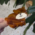 Pince à cheveux ours mignon en acétate avec texture ambre pour coiffures créatives - Ours Brun Transparent