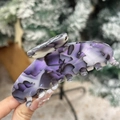 Pince à cheveux élégante en acétate violet avec motif marbré et design rétro en métal - 10.5cm / Violet Foncé