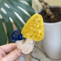 Creative mushroom hair claw clip with rhinestones and marble texture for elegant hair styling - Yellow