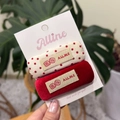 Détail de pinces à cheveux en velours rouge et à pois blancs avec broderie chinoise - Paire de Barrettes Fortune Rouges à Pois