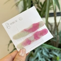 Set de pinzas para el cabello onduladas de acetato rosa y verde con efecto mármol - Mármol Nube Rosa
