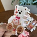 Cute acrylic bear hair claw clip with kiss print and pink bow fashion hair accessory - Mermaid White Bow Kiss Bear