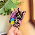 Glitter acrylic cat hair claw clip with its fine text and colorful yarn ball pattern - Purple Cat Style