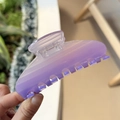 Elegante pinza de pelo morada translúcida con acabado de purpurina y diseño de dientes - Púrpura Degradado