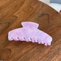 Pink marble texture acetate hair claw clip with large square design and glossy finish - Pink Purple Dazzle