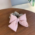 Chouchou à nœud rose avec motif à carreaux, accessoire cheveux doux de style coréen - Élastique à Carreaux Nœud Rose Bouffant