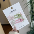 Dolci mollette per capelli a fiocco rosa e verdi con ciondoli a cucciolo e tulipano - Rosa Verde Floreale Cucciolo Fiocco Coppia