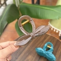 Elegant large bow hair claw clip in amber brown and navy blue, made of acrylic material - Transparent Brown