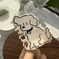 Graziosa pinza per capelli a forma di cane in acetato bianco crema dal design minimalista - Cane Linea Campanella / Bianco Crema