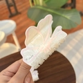 Molla per capelli a farfalla bianco perla con accenti rosa e dettagli in strass - Pinza Farfalla Rosa / Rosa