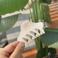 6cm minimalist translucent white resin claw clip with pearl luster finish shown in hand - Jelly White