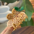 Pinza de pelo creativa de acetato con diseño de frutas y hojas verdes realistas - Durián