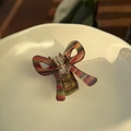 Pince à cheveux papillon en résine à rayures colorées avec motif translucide Y2K - Environ 6,8 cm / Vert Rétro