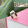 Mini pince à cheveux hibou en acétate avec texture marbrée et détails d'ailes - Texture Blanche Style Lunettes Cœur