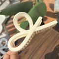 Large 13.5cm cream hair claw clip with crossed twist design and gold spring for women - Solid White Butterfly Bow