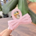 Élégante pince à cheveux papillon rose de 8 cm à double couche avec finition translucide - Pince à Nœud Double Couche / 8cm / Rose Gelée