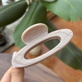 Elegant 10cm hollow oval hair claw in nude beige color with glossy acrylic finish - 10cm / Stone Grey