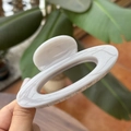 Elegant 10cm marble grey hollow oval hair claw clip with minimalist acetate finish - 10cm / Grey/White
