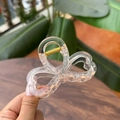 Elegant 8cm transparent heart bow hair claw clip for women with gold metal spring - Transparent Champagne