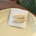 Elegantes pinzas para el cabello ovaladas de acetato con textura de mármol en tarjeta - Mármol Crema