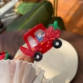 Pinza per capelli a forma di auto fragola in resina acetata con trama marmorizzata - Auto al Peperoncino Rosso