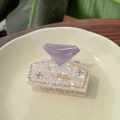 Elegant white marble acetate hair claw clip with purple diamond accent and rhinestones - Diamond Perfume Bottle Claw / Taro Purple