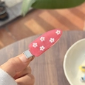 Fermaglio per capelli in resina rosa con cinque fiori 3D e perline dorate eleganti - Rosa Acceso
