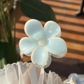 Detailed view of sweet blue jelly flower hair claw clip with white edges and matte finish - Blue Petal White Edge Clear Flower Claw
