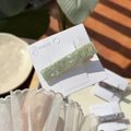 Fermaglio per capelli in acetato con filigrana d'argento e foglia d'oro su carta - Becco Anatra Loto Nuvola / Verde Dorato