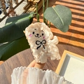 Cute puppy acetate hair claw clip with bow tie and pearlescent finish for women - Light Coffee Smiling Bow Puppy