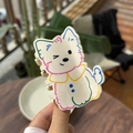 Süße Westie Hund Haarklammer mit bunten Konturen und weißem Acetat-Material - Braver Hund - Bunte Linien Klammer
