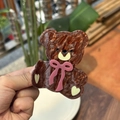 Pince à cheveux ours en acrylique avec nœud rose et cœur jaune pour femmes - Ours Noeud Rose / Ambre