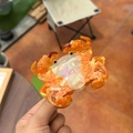 Pinza para el cabello de cangrejo en acetato jaspeado naranja con un diseño realista - Naranja y Blanco Nacarado