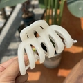 Pinza per capelli bianco perlato con glitter fini per acconciature eleganti da donna - Clip Zucca Bianco Scintillante