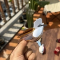 Pinza per capelli in acetato con simpatico uccellino color ambra e bianco per donna - Molla Avvoltoio Ambra Bianco