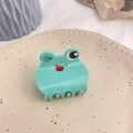Cute mint green frog acrylic hair claw clip with cartoon face for daily hair styling - Frog Claw Clip (Approx. 6.5cm)