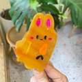 Simpatica molletta per capelli a forma di coniglio carota in acetato arancione per donne - Coniglio Caffè con Carota