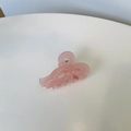 Pink translucent floral hair claw clip made of acrylic resin with a smooth finish - Powder Pink Bow Small