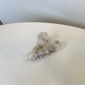 Floral marble patterned hair claw clip in creamy white finish for thick hair styling - Grey White Bow Small