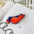 Artistic cat shaped acrylic hair claw clip with orange stripes on blue background - Coquettish Orange Cat