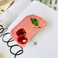 Pince à cheveux en acrylique rose avec motif de cerise douce pour femmes - Fond Rose Cerise Rouge