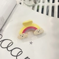 Rainbow cloud hair claw clip in sweet yellow red and purple with cute smiling faces - Yellow - Small Rainbow Cloud