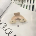 Sweet rainbow hair claw clip with cute cloud faces in creamy beige and soft pink colors - Pink - Small Rainbow Cloud