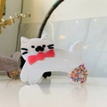 Cute white cat hair claw clip with pink bow and colorful sprinkle details for women - Sprinkle Cat / About 9cm / White