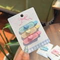 Juego de tres pinzas para el cabello de acrílico con forma de corazón en colores pastel - Clip Lateral de Corazón Color Caramelo Azul Amarillo Rosa