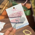 Pink bow and marble star hair clips set for women on an Alline branded card - Cherry Blossom Pink - Bow Style