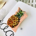 Pink acrylic hair claw clip featuring a cute hand-painted pineapple design for women - Pineapple Claw Clip