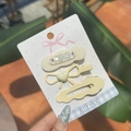Set di fermagli per capelli giallo crema con motivi a cuore e onde per acconciature - Clip Onda Fiocco Cuore Giallo Burro
