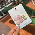 Pinzas para el pelo de estrella con lazo rosa y patrón de cuadros de estilo coreano dulce - Estilo Estrella Lazo Cuadros Rosa